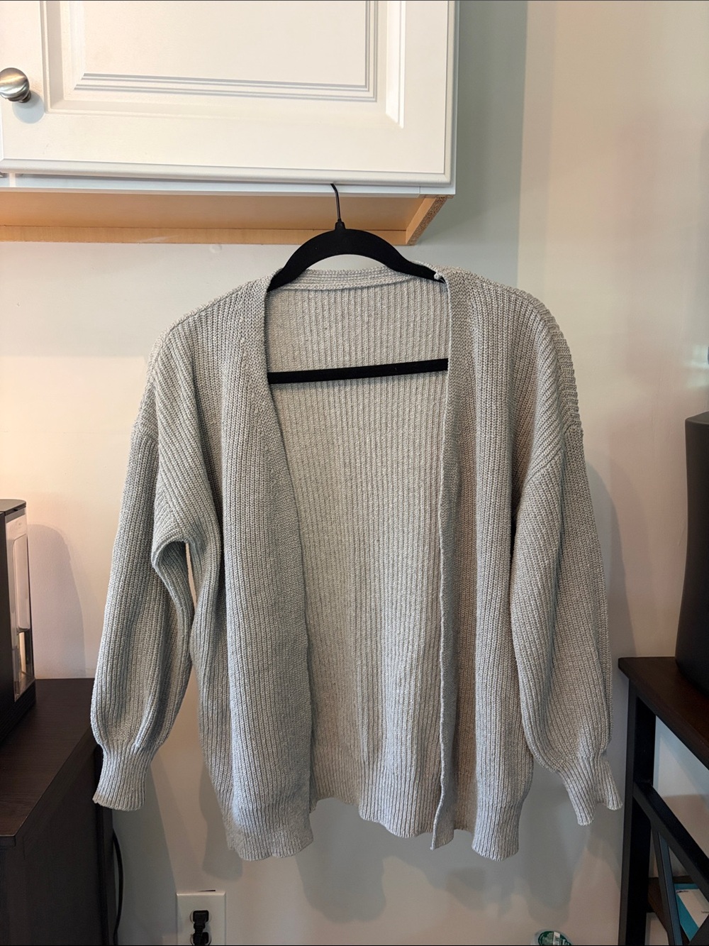 Cozy Open-Front Ribbed Cardigan Sweater - Light Gray